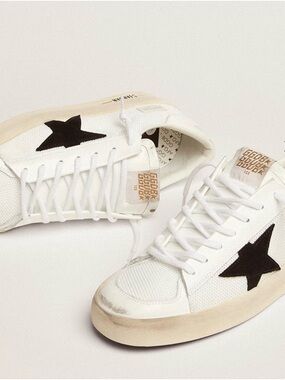 Golden Goose White Sneakers with Black Star Accent